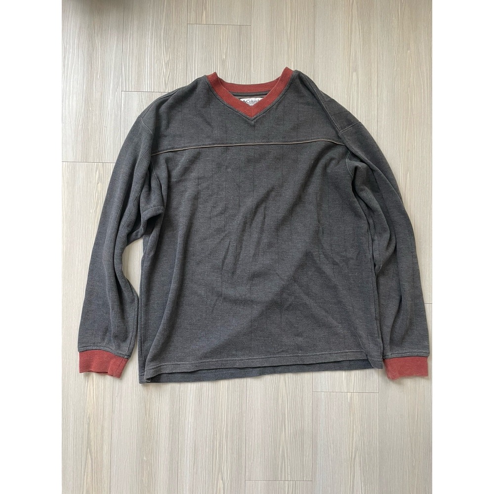 Columbia Vintage Men's Grey Pullover Sweatshirt With Textured Design Preppy Sz L
